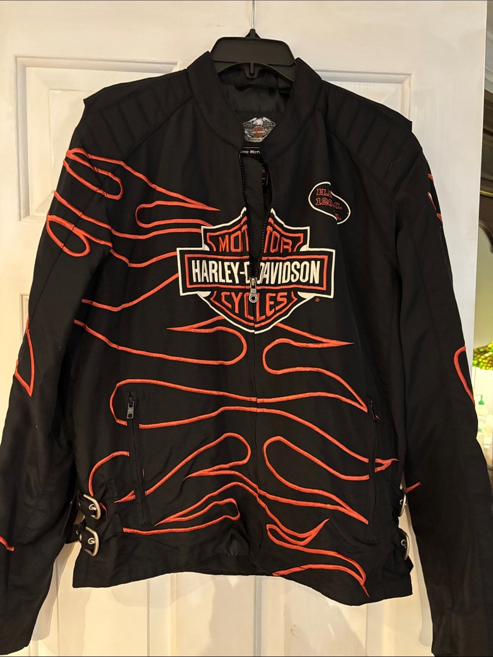 Harley-Davidson Black adult Jacket with Orange Flame Stitching